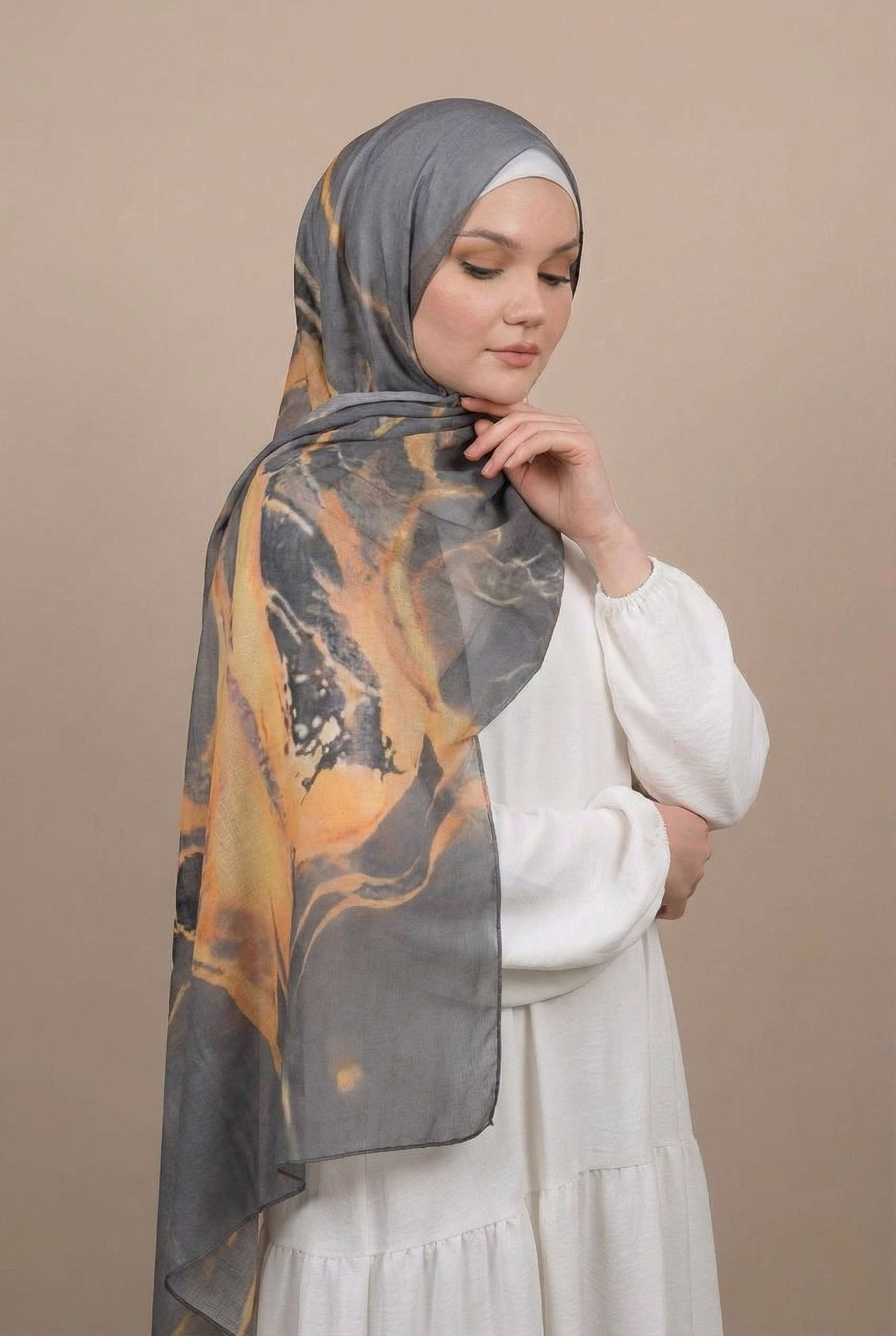 Wavy Orange Modal Hijab