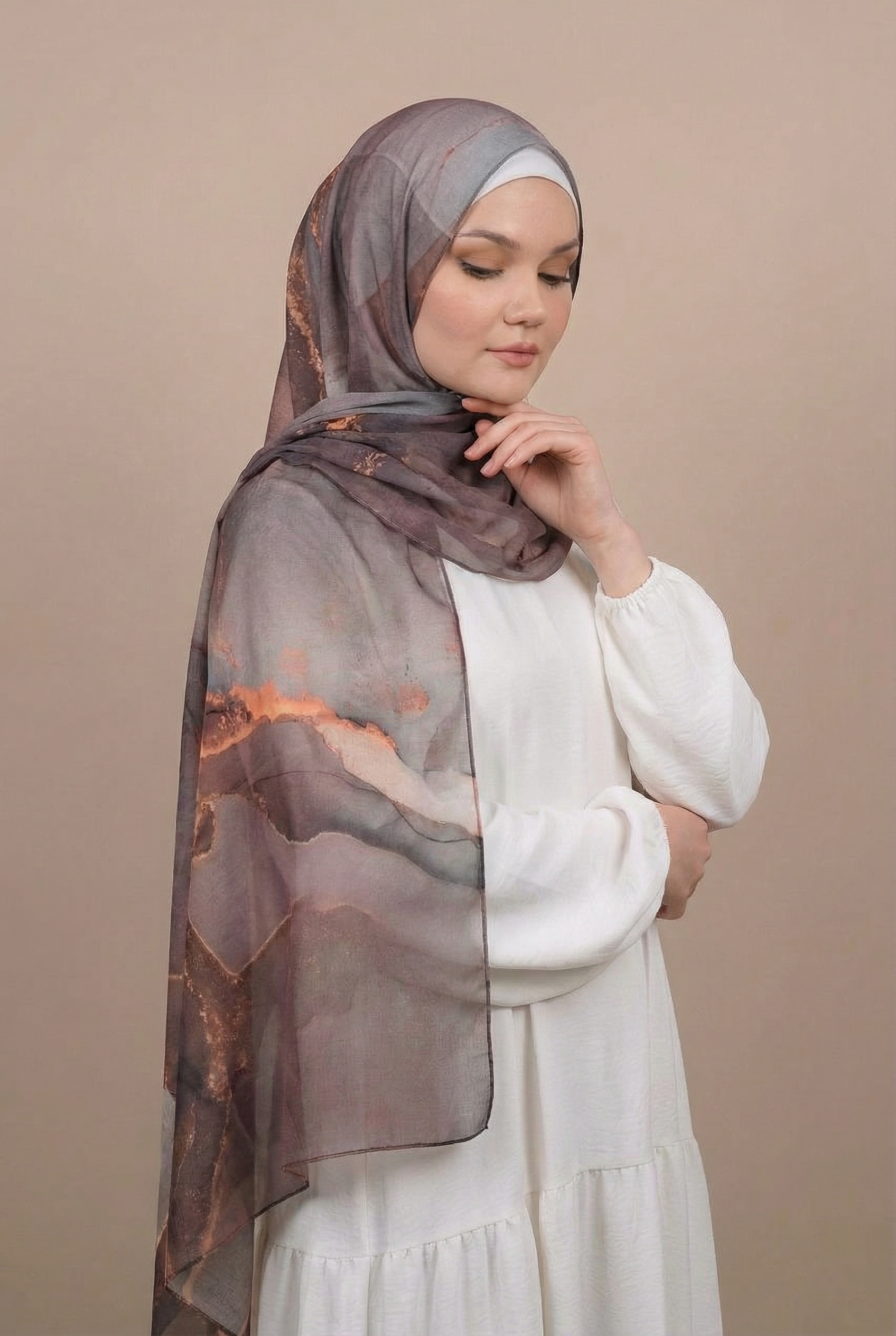 wavy Brown Hijab